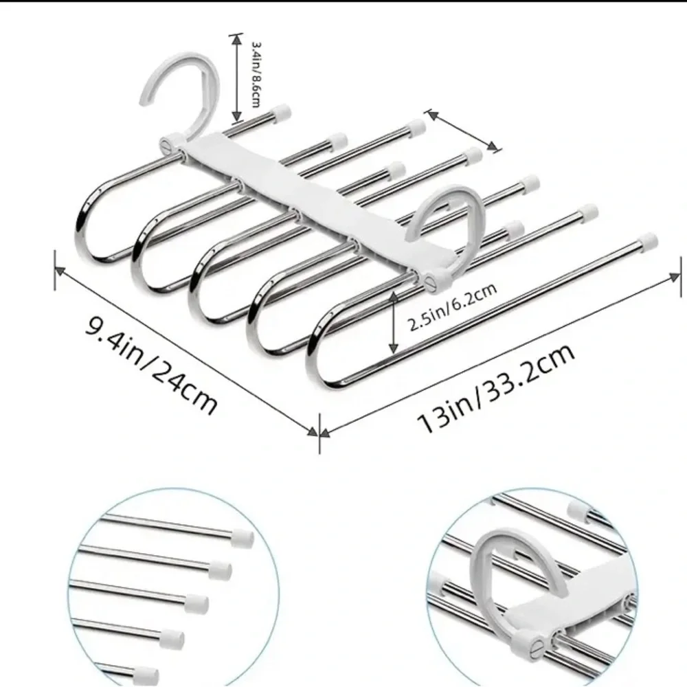 Space Saving Pants Hangers NonSlip Clothes Organizer 5 Layered Rack Scarf Jeans